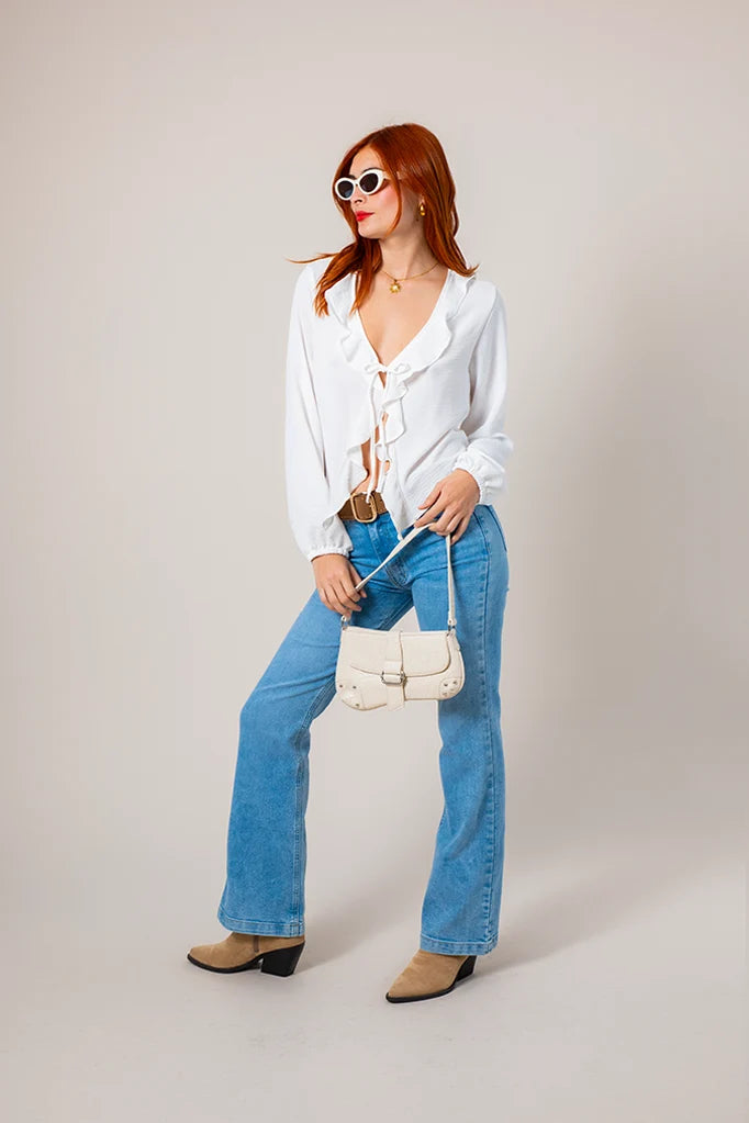 BLUSA FLUIDA VOLANTES G-M 9130.