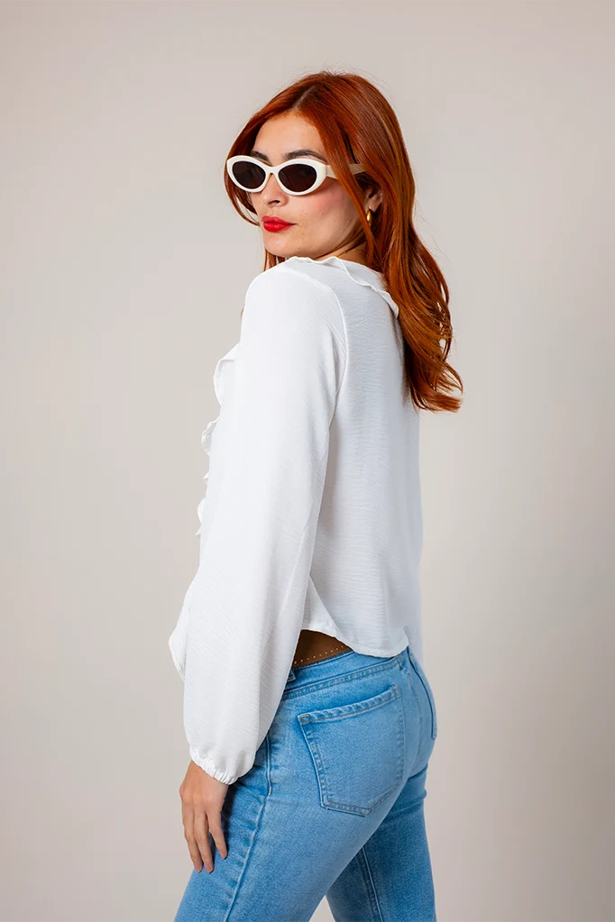 BLUSA FLUIDA VOLANTES G-M 9130.