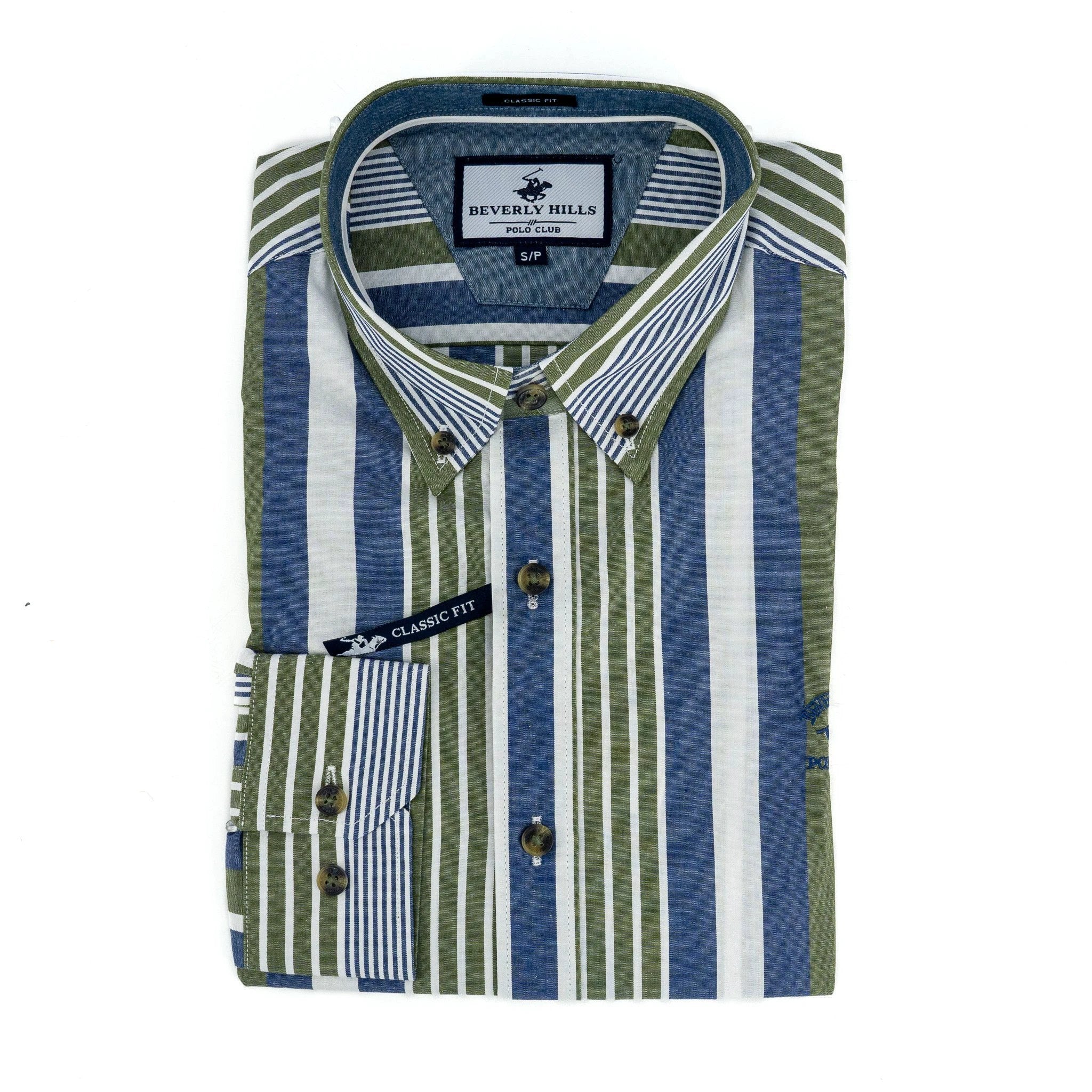 Camisa Beverly Hills Mangas Largas Rayas P/ Caballeros by Beverly Hills