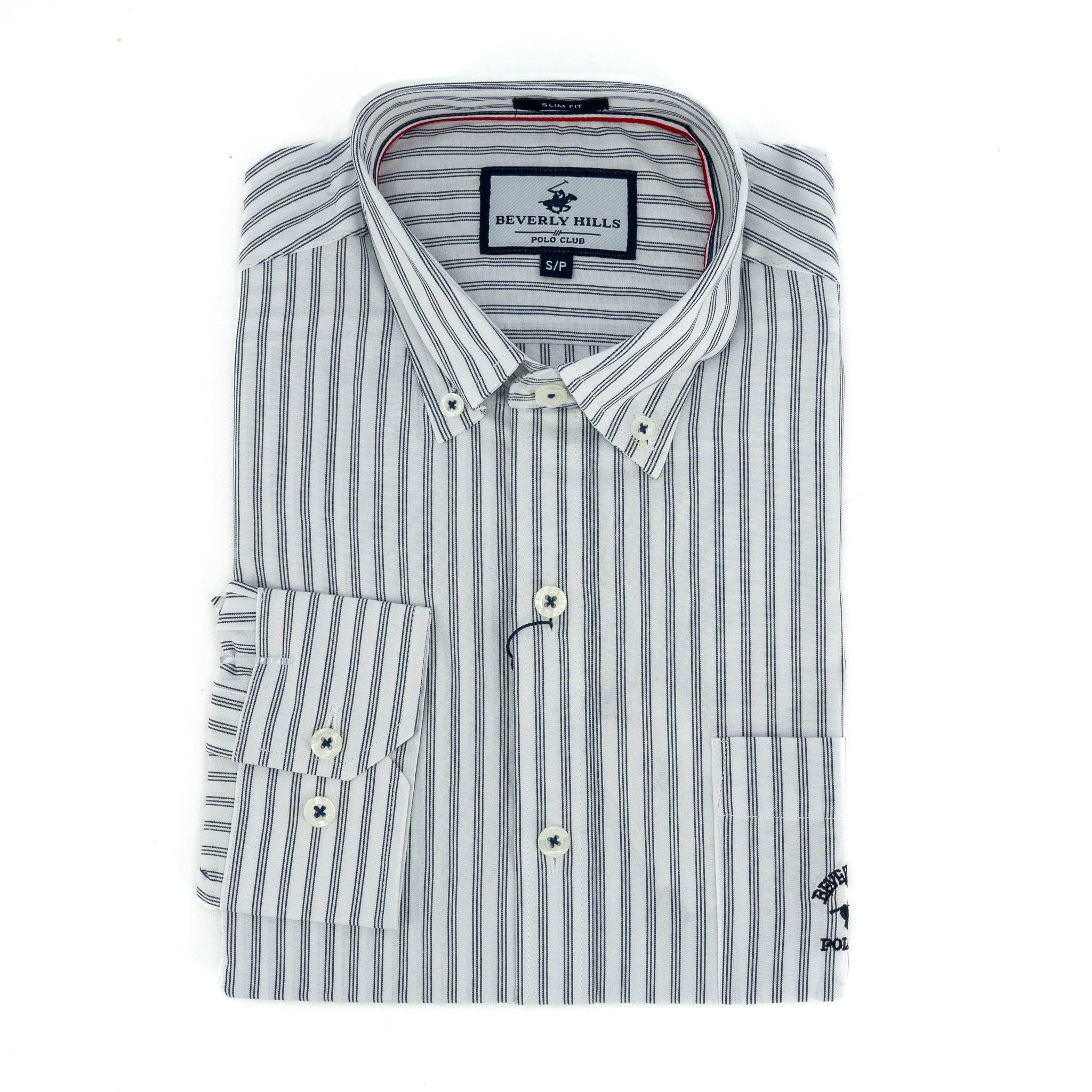 Camisa Beverly Hills Mangas Largas Rayas P/ Caballeros by Beverly Hills