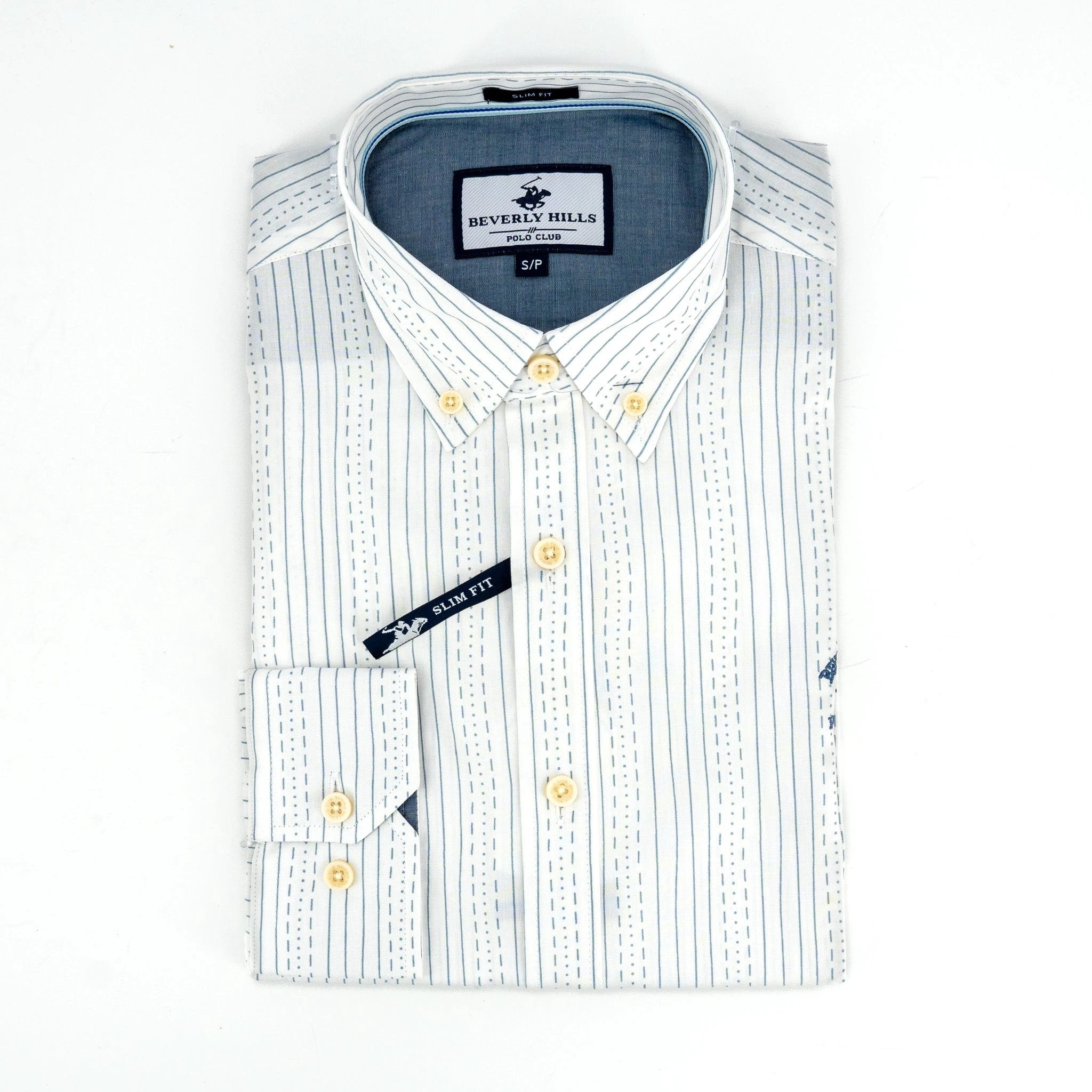 Camisa Beverly Hills Mangas Largas Rayas P/ Caballeros by Beverly Hills