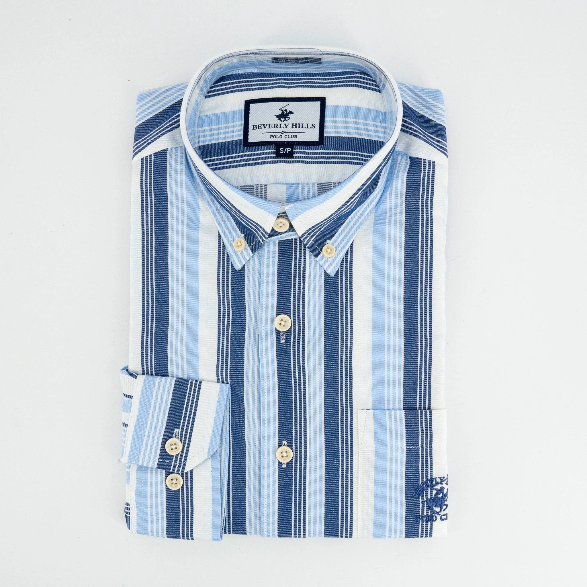 Camisa Beverly Hills Mangas Largas Rayas P/ Caballeros by Beverly Hills