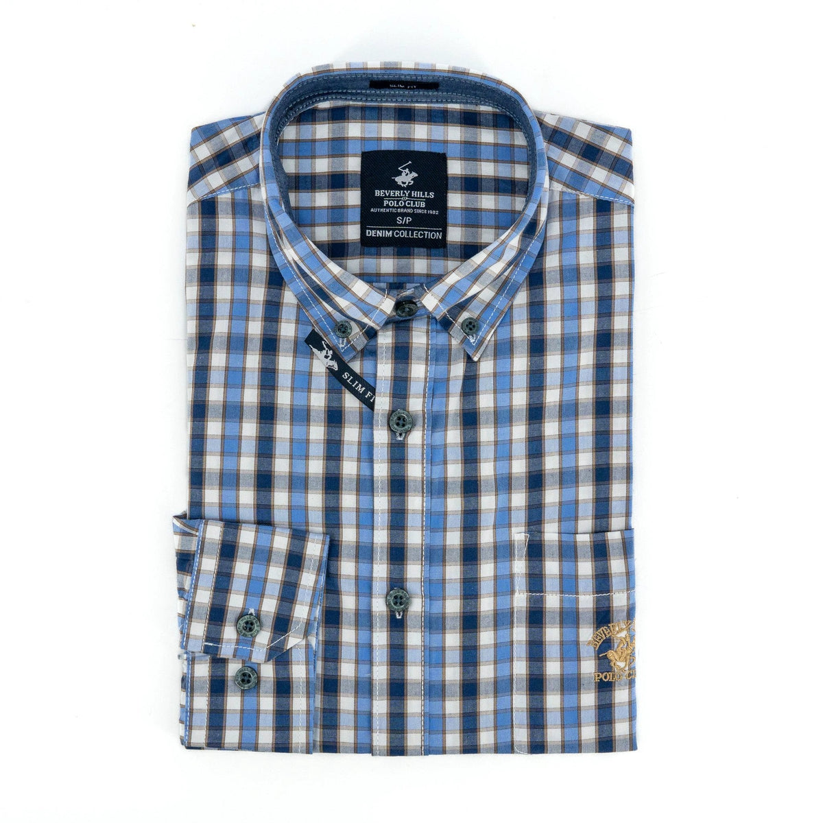 Camisa Beverly Hills Mangas Largas Cuadros P/ Caballeros by Beverly Hills