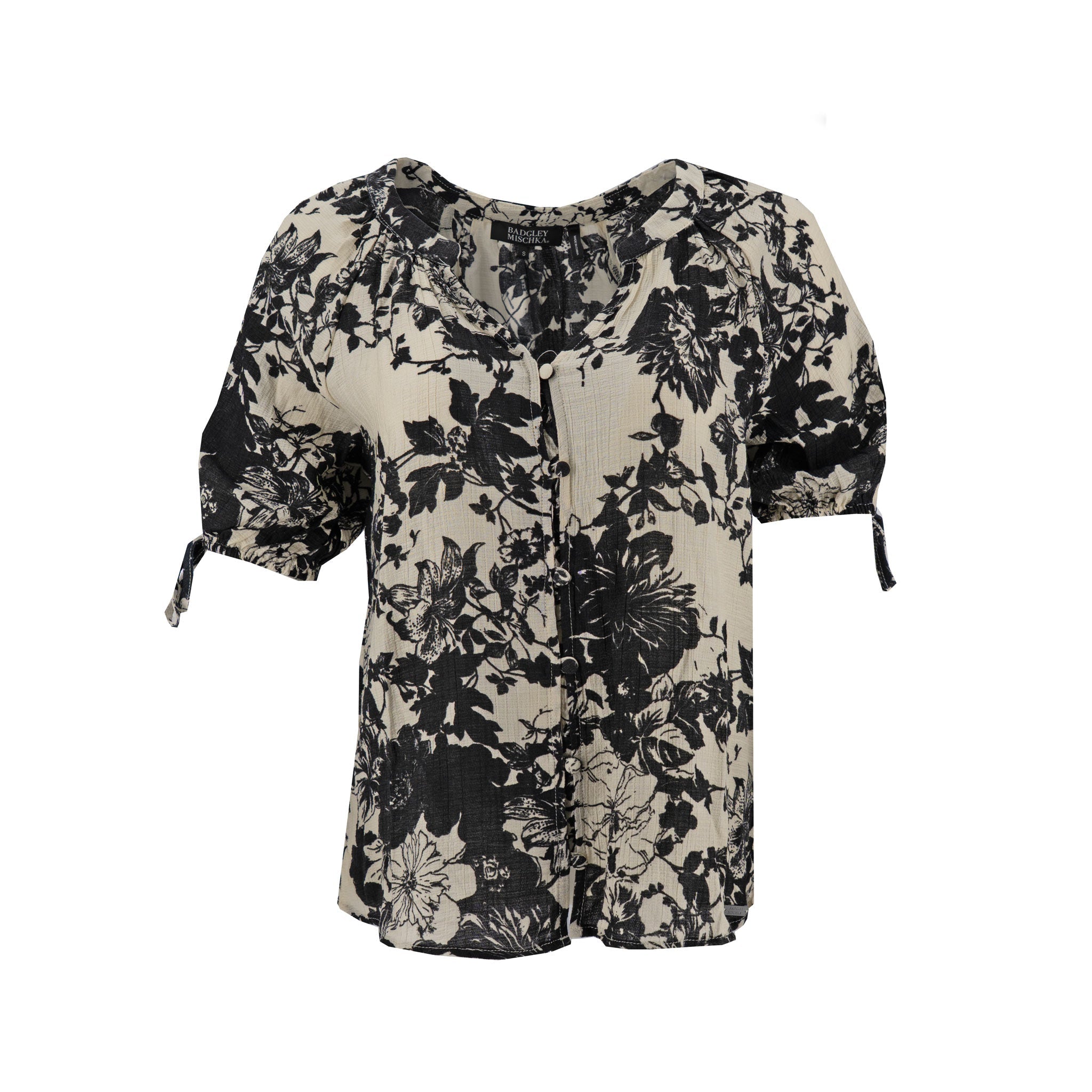Blusa Badgley Mischka Mangas Cortas Floral para Damas