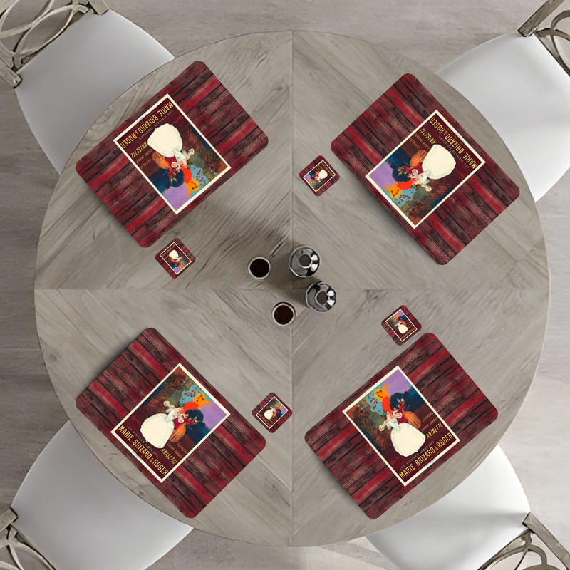Individuales Reversibles set de 6 rectangular 41*27 cm + 6 Portavasos Bailarinas
