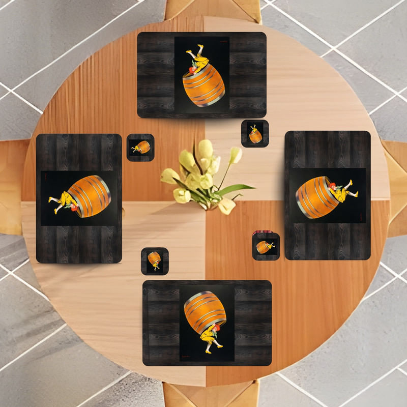 Individuales Reversibles set de 6 rectangular 41*27 cm + 6 Portavasos Barril