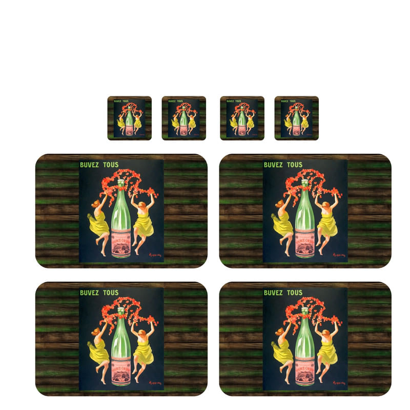 Individuales Reversibles set de 6 rectangular 41*27 cm + 6 Portavasos Buves Tous