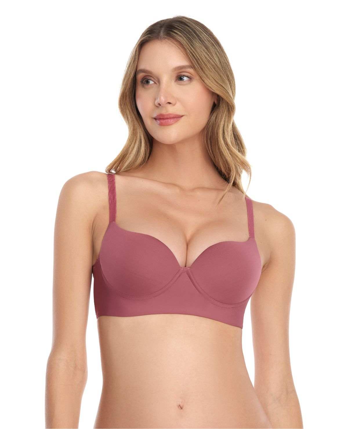 Brasier de realce natural color palo de rosa con copas suaves y cargaderas ajustables, Ref: 47080.