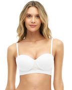 Brasier strapless blanco St Even con copa redondeada, base ancha y silueta estilizada para mujer.