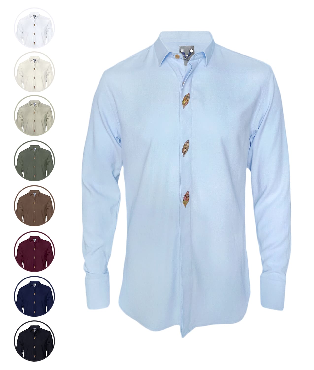 Camisa botonadura escondida azul en 100% lino, ocasión manga larga hombre XS a 10XL