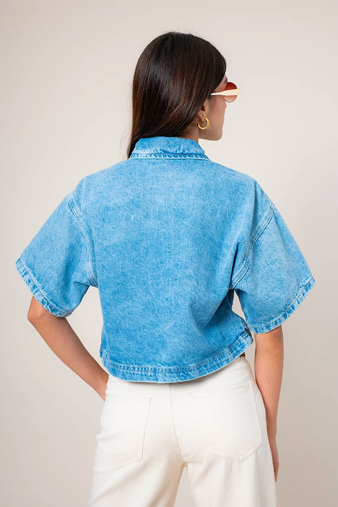 CAMISA DENIM CROP E-M 8148 - Kliquea