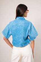CAMISA DENIM CROP E-M 8148 - Kliquea