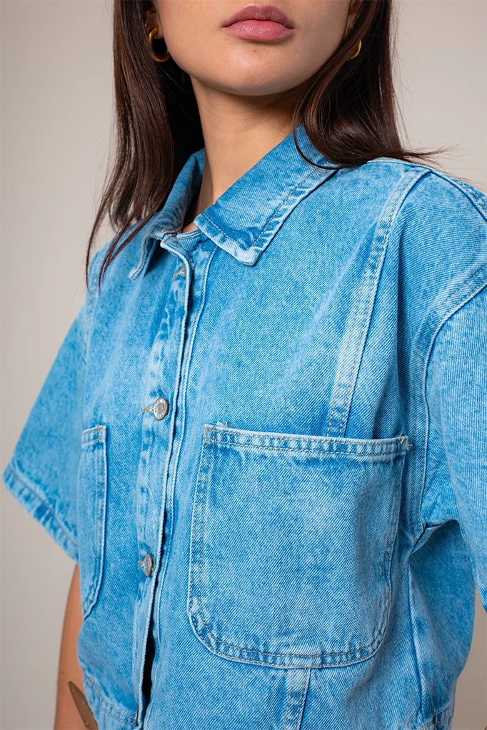 CAMISA DENIM CROP E-M 8148 - Kliquea