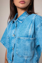 CAMISA DENIM CROP E-M 8148 - Kliquea