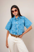 CAMISA DENIM CROP E-M 8148 - Kliquea