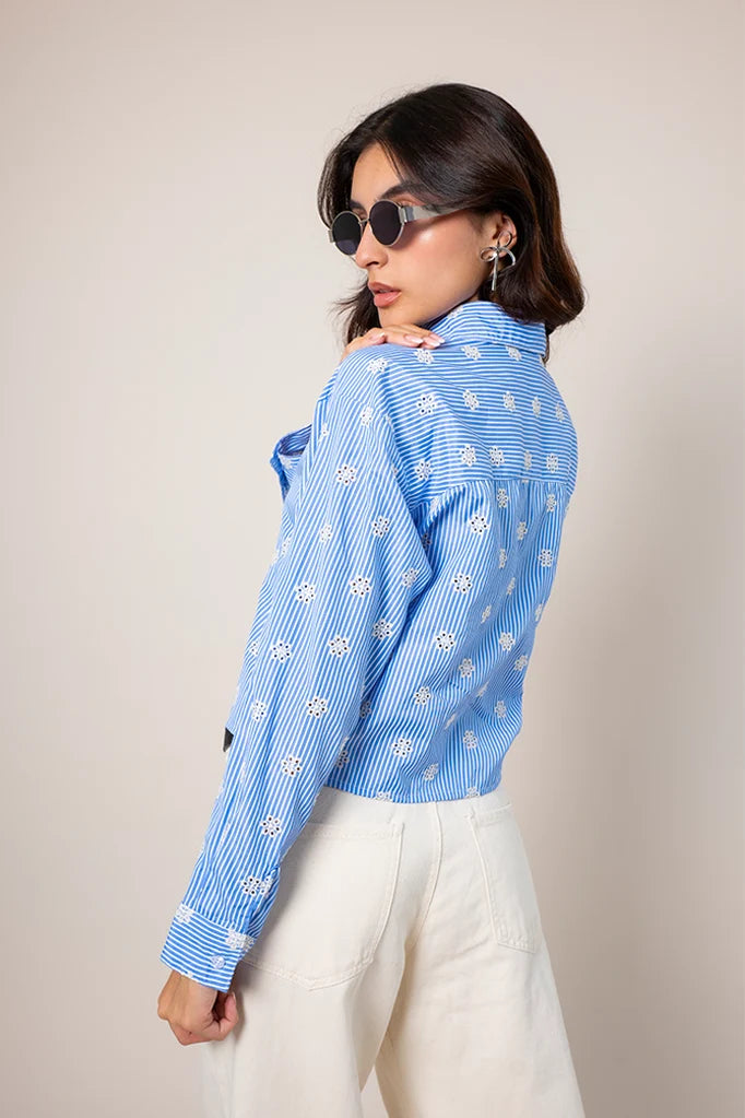 CAMISA RAYAS BORDADA E-M 8486 - Kliquea