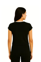 CAMISETA CROP SLIM FIT ESCOTE EN V E-M 7161 - Kliquea