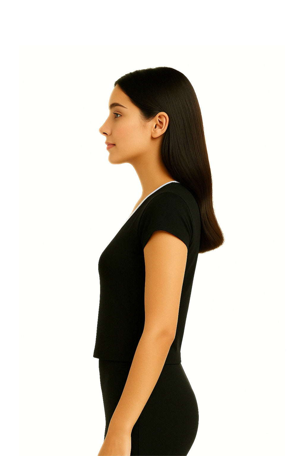CAMISETA CROP SLIM FIT ESCOTE EN V E-M 7161 - Kliquea