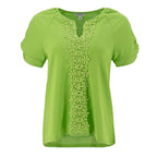 Blusa Sabrina Lauren Mangas Cortas Cuello V Encaje Centro Para Damas by Robert Louis