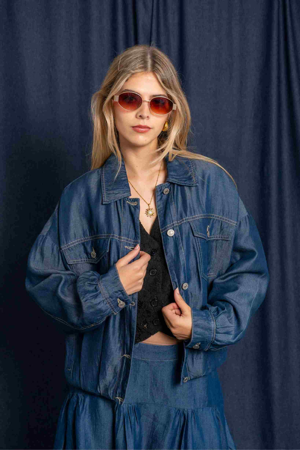 CHAQUETA BOMBER CHAMBRAY B-M 8047.