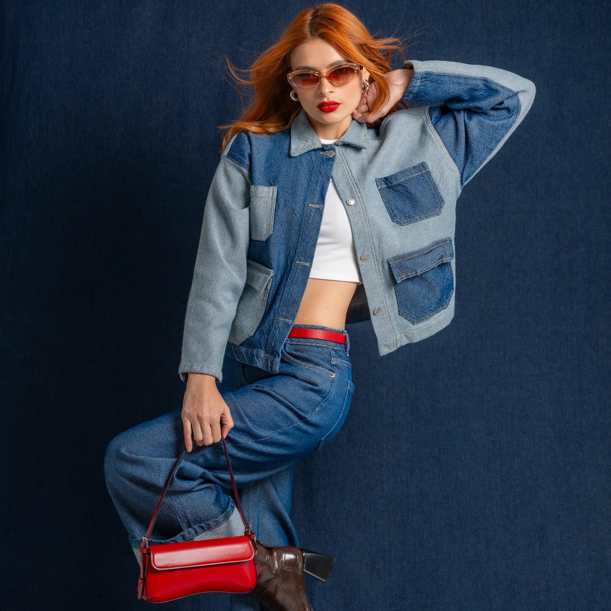 CHAQUETA DENIM PATCHWORK B-M 7553.