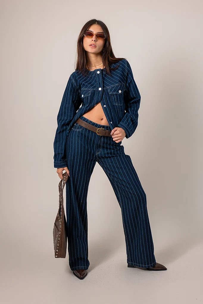 CHAQUETA DENIM RAYAS B-F 8580.