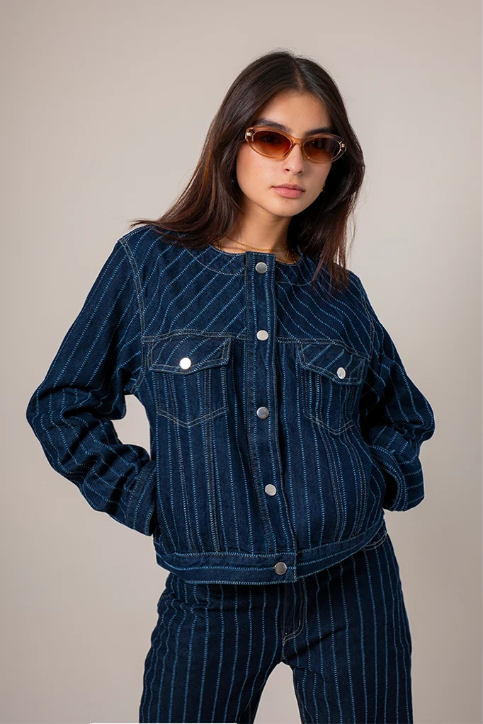CHAQUETA DENIM RAYAS B-F 8580.