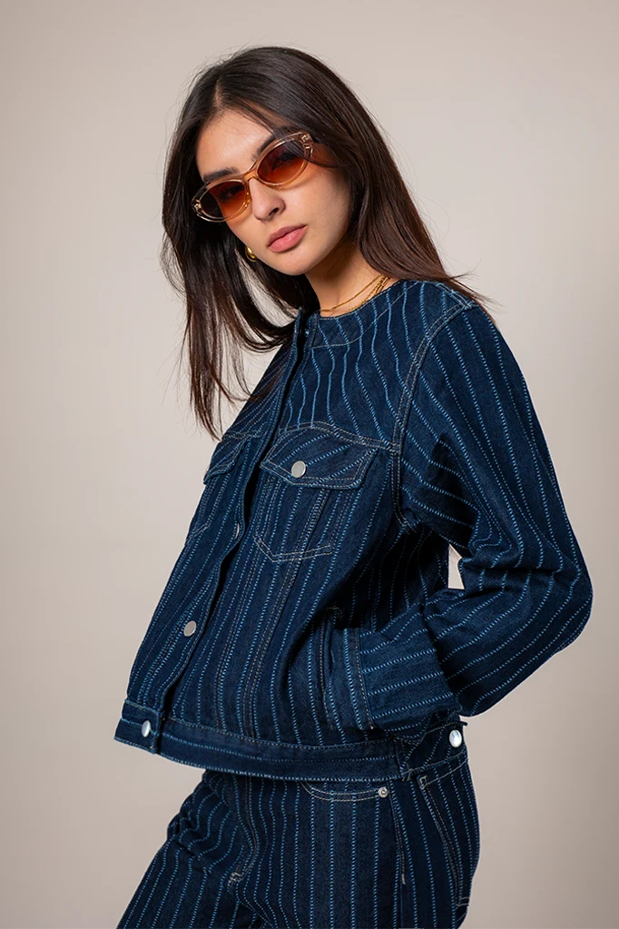 CHAQUETA DENIM RAYAS B-F 8580.