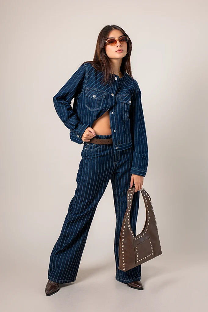 CHAQUETA DENIM RAYAS B-F 8580.