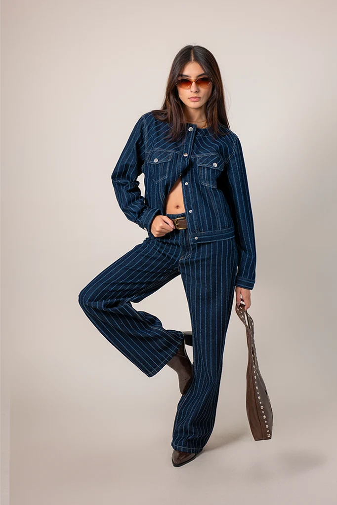 CHAQUETA DENIM RAYAS B-F 8580.