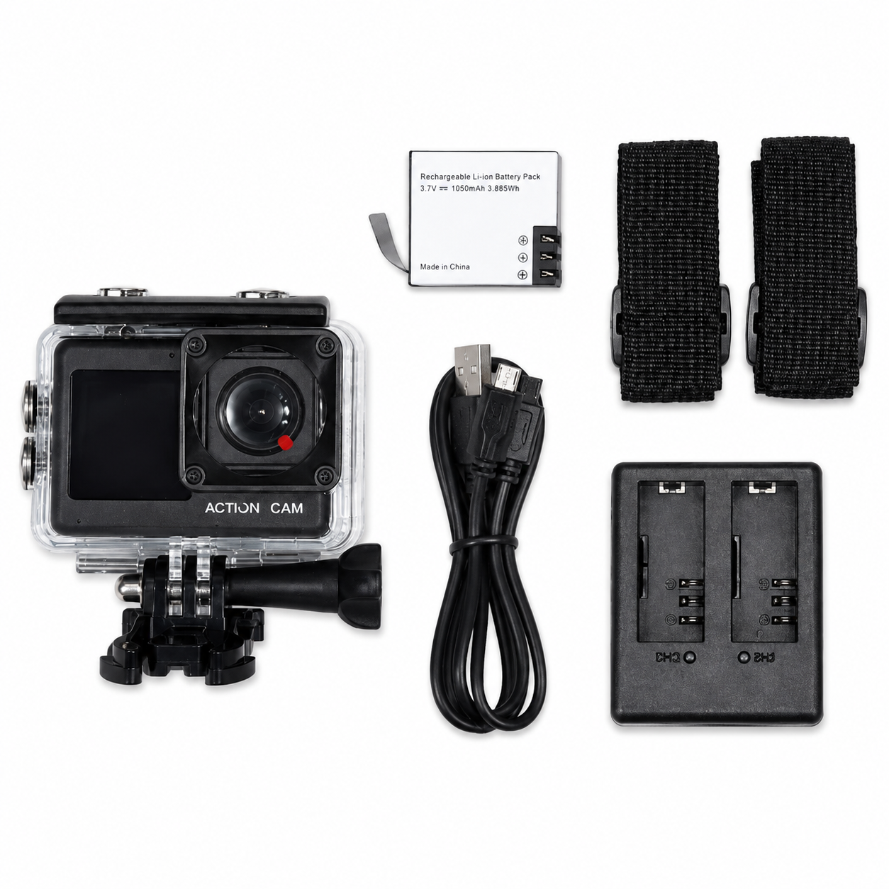 Cámara Sport Full HD 1080P Con Carcasa Impermeable Y Accesorios