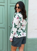 ivory relaxed-fit printed shirt three-quarter view