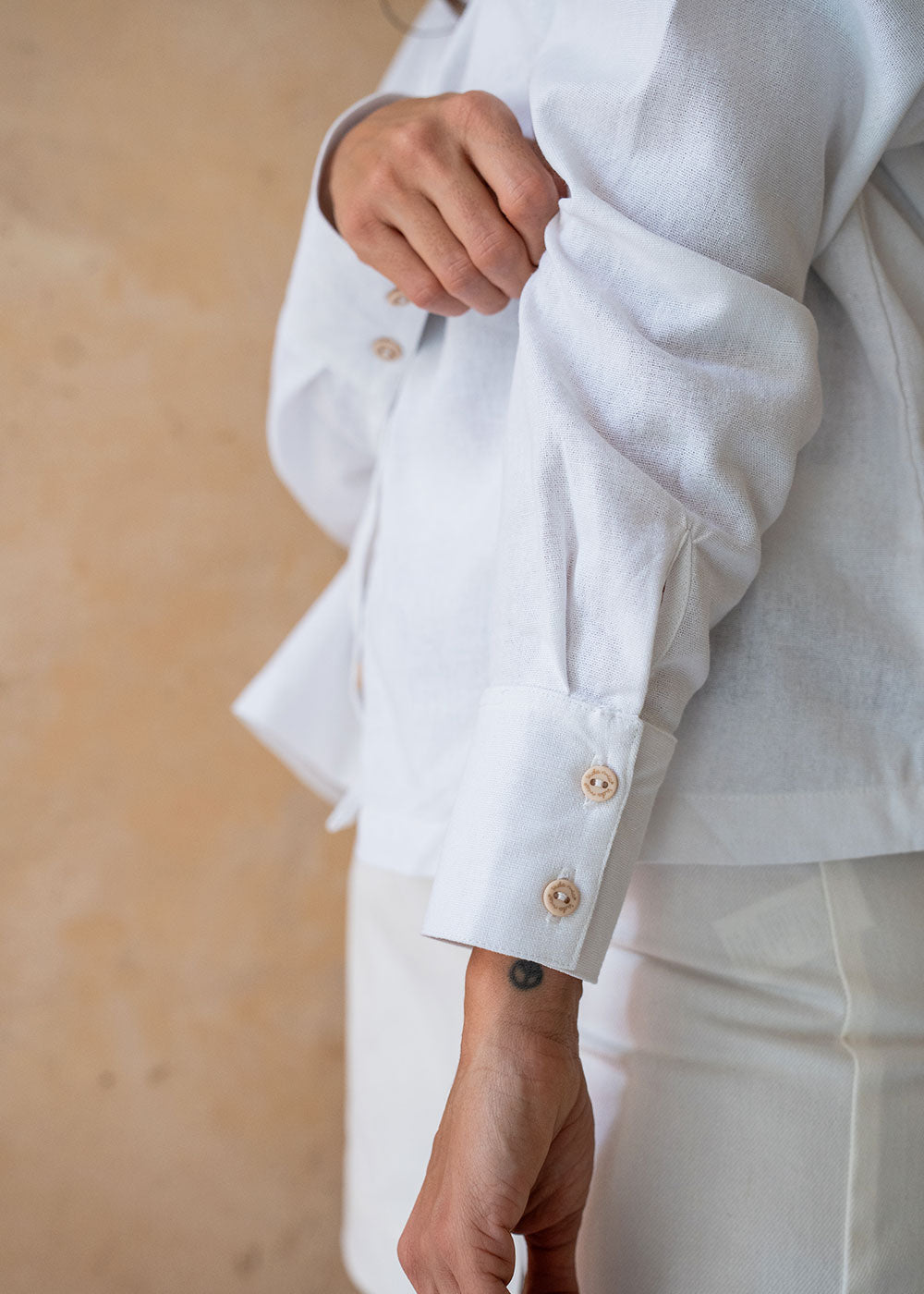 ivory printed shirt relaxed fit back view
