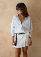 ivory printed shirt three-quarter view side profile