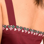 burgundy printed sleeveless chalis top with wide straps view 5