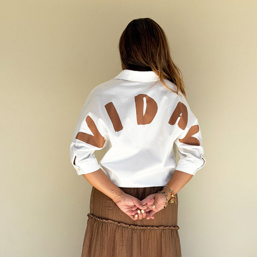 ivory oversized shirt front view relaxed silhouette
