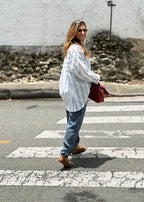 blue striped poplin long-sleeve shirt, trim and construction detail