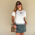 ivory cropped tee lace hem detail back view