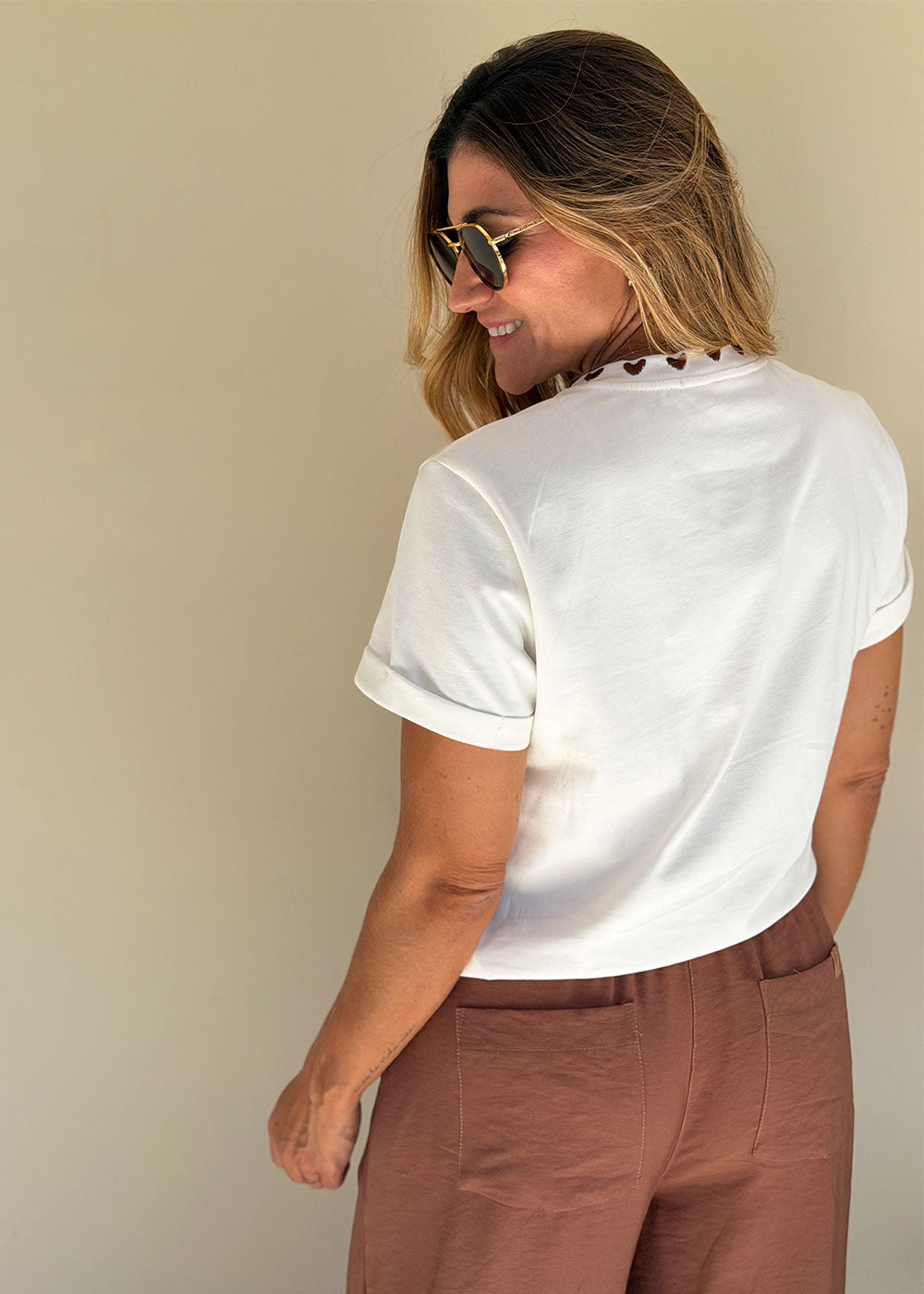 ivory cotton knit tee heart-embroidered ribbed neckline view 4