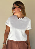 ivory cotton knit tee heart-embroidered ribbed neckline