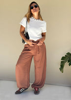 ivory cotton knit tee heart-embroidered ribbed neckline view 2