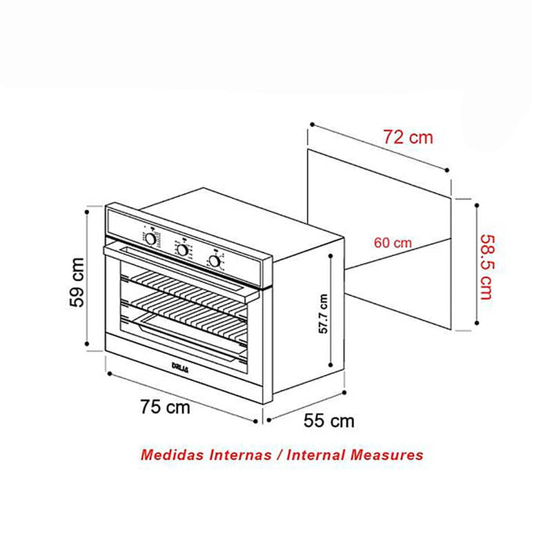 Horno Eléctrico DRIJA Vidrio Templado Acero Inoxidable Negro CARIBE 76 - AIR ELÉCTRICO