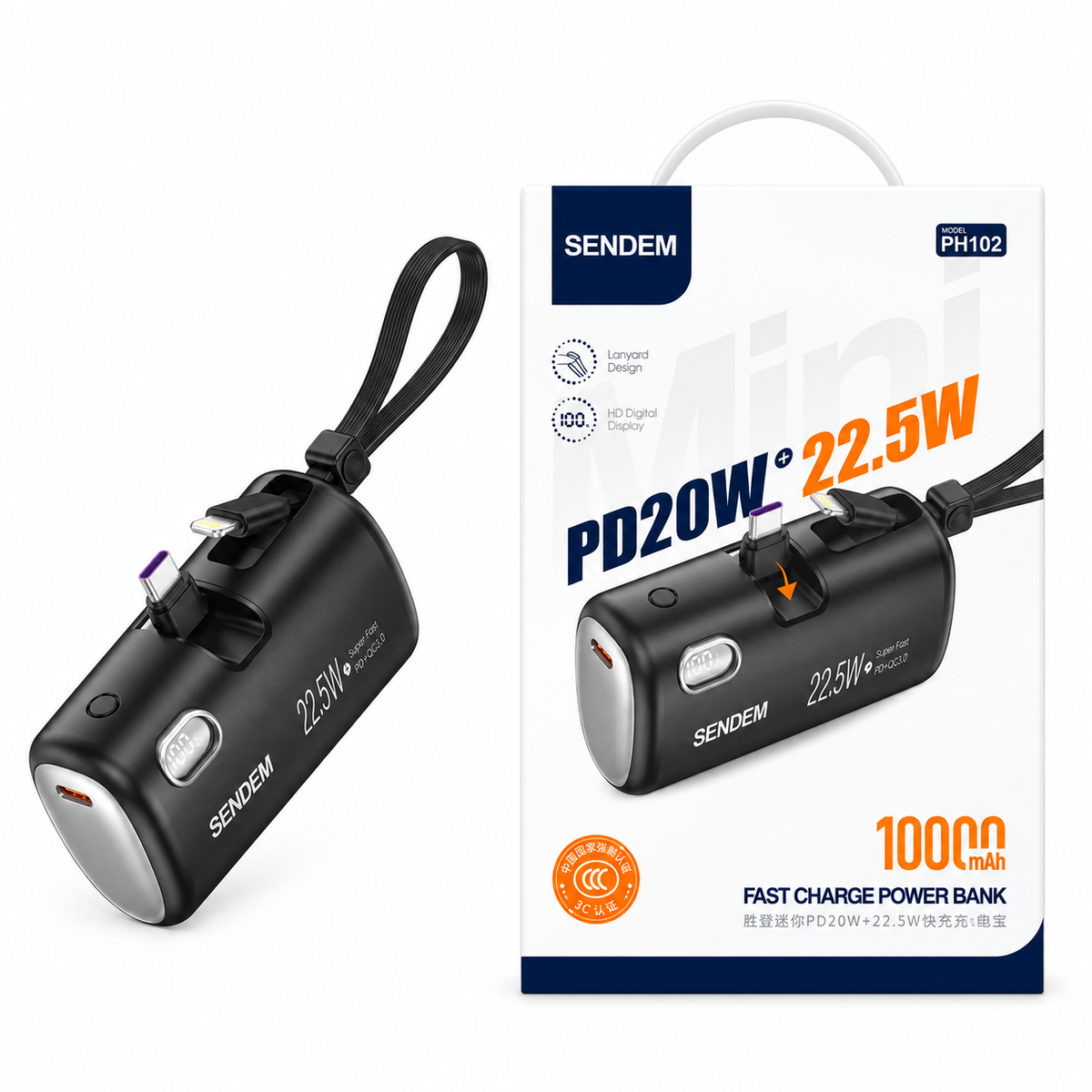 Cargador Portátil Sendem De Carga Rapida PH102 De 10,000mAh