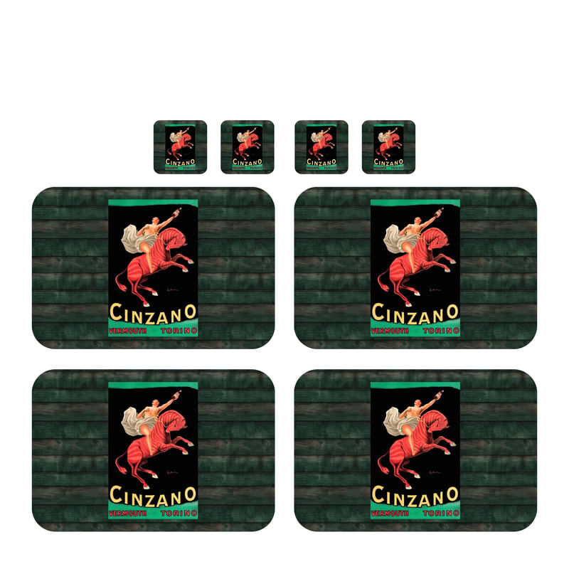 Individuales Reversibles set de 6 rectangular 41*27 cm + 6 Portavasos Humoristes