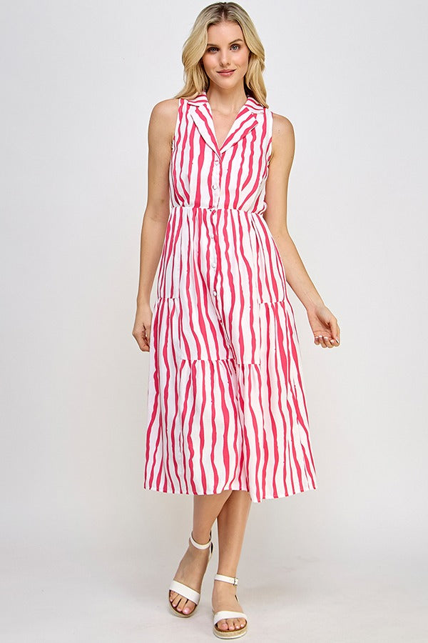 Vestido Rubienn Mangas Cortas Rayas para Damas
