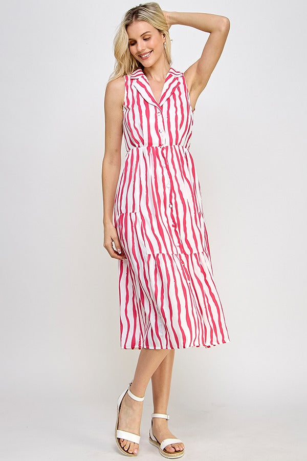 Vestido Rubienn Mangas Cortas Rayas para Damas