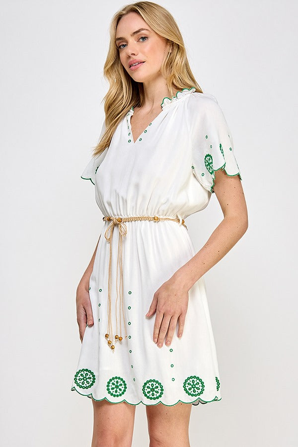 Vestido Rubienn Mangas Cortas Bordados para Damas
