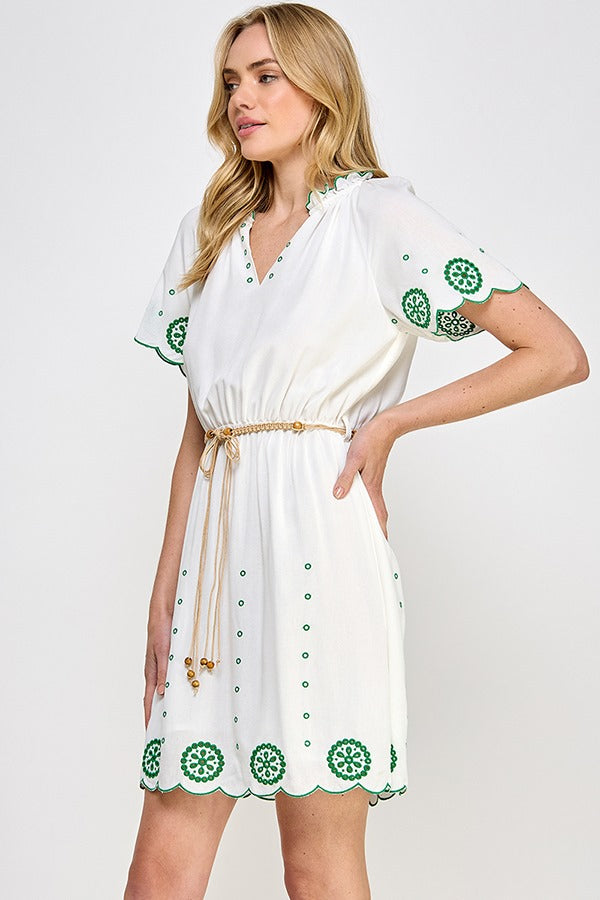 Vestido Rubienn Mangas Cortas Bordados para Damas