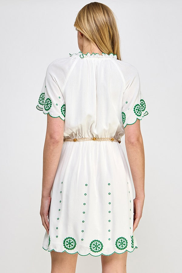Vestido Rubienn Mangas Cortas Bordados para Damas