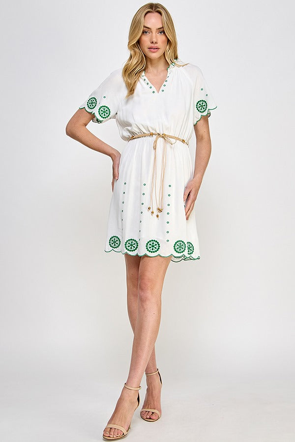 Vestido Rubienn Mangas Cortas Bordados para Damas
